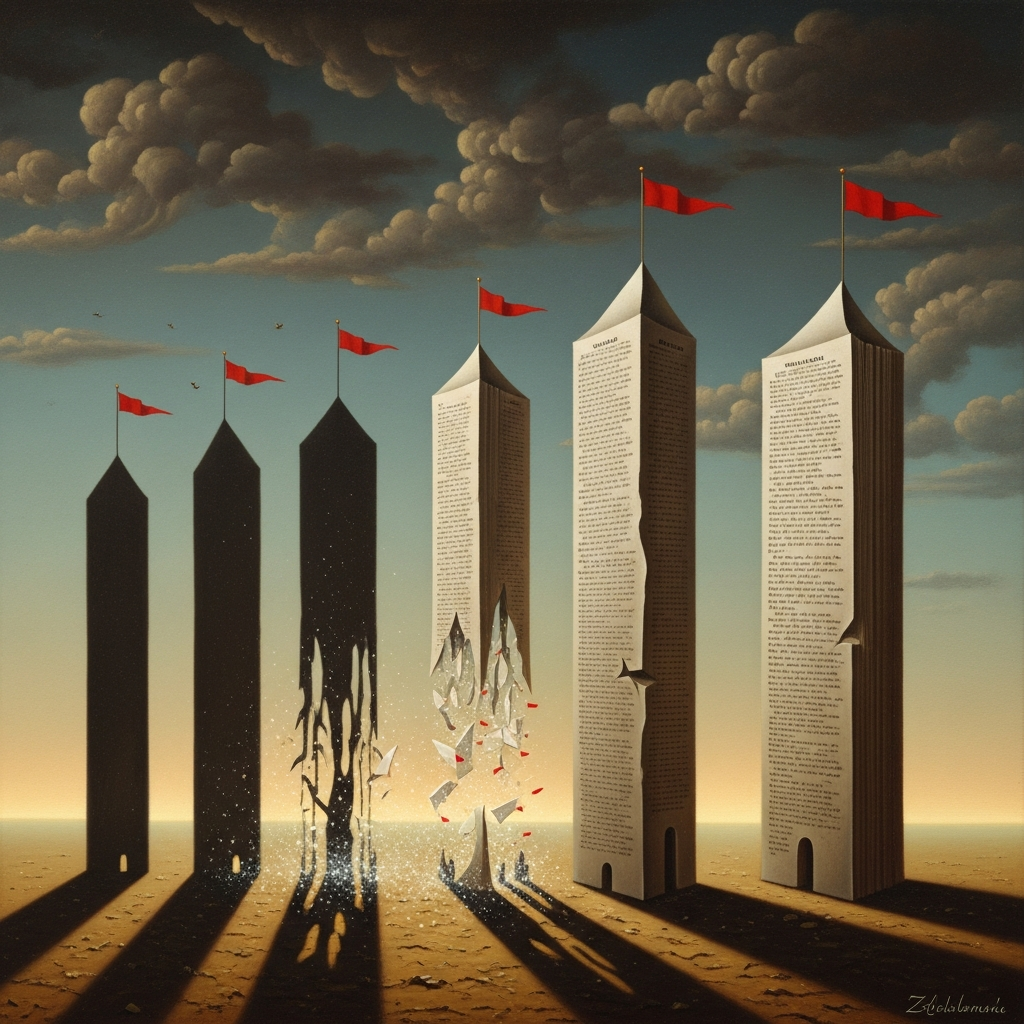 Dream: The Shadow Towers — glossary towers and their uncertain doubles rising from the salt flat